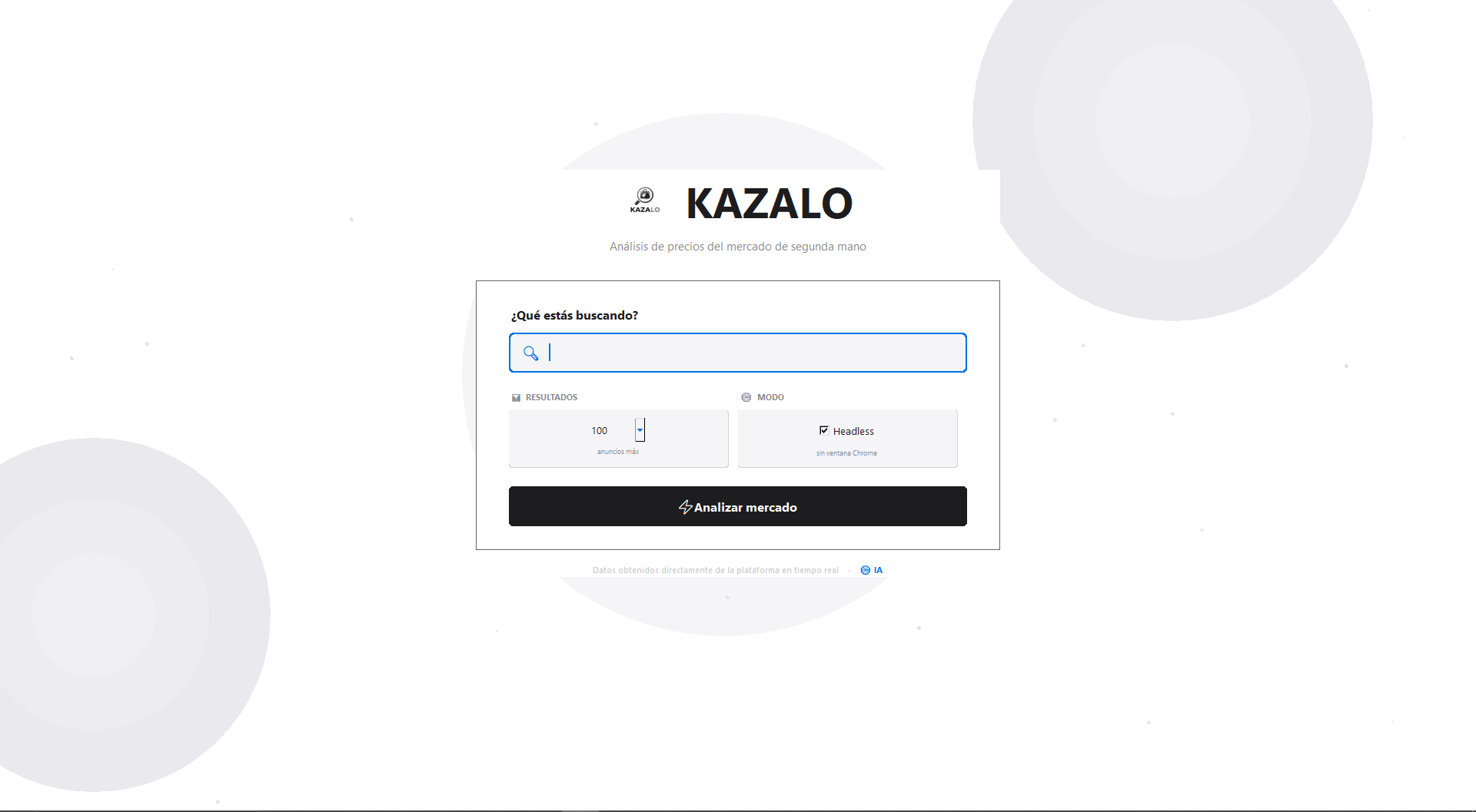 Pantalla del buscador de KAZALO